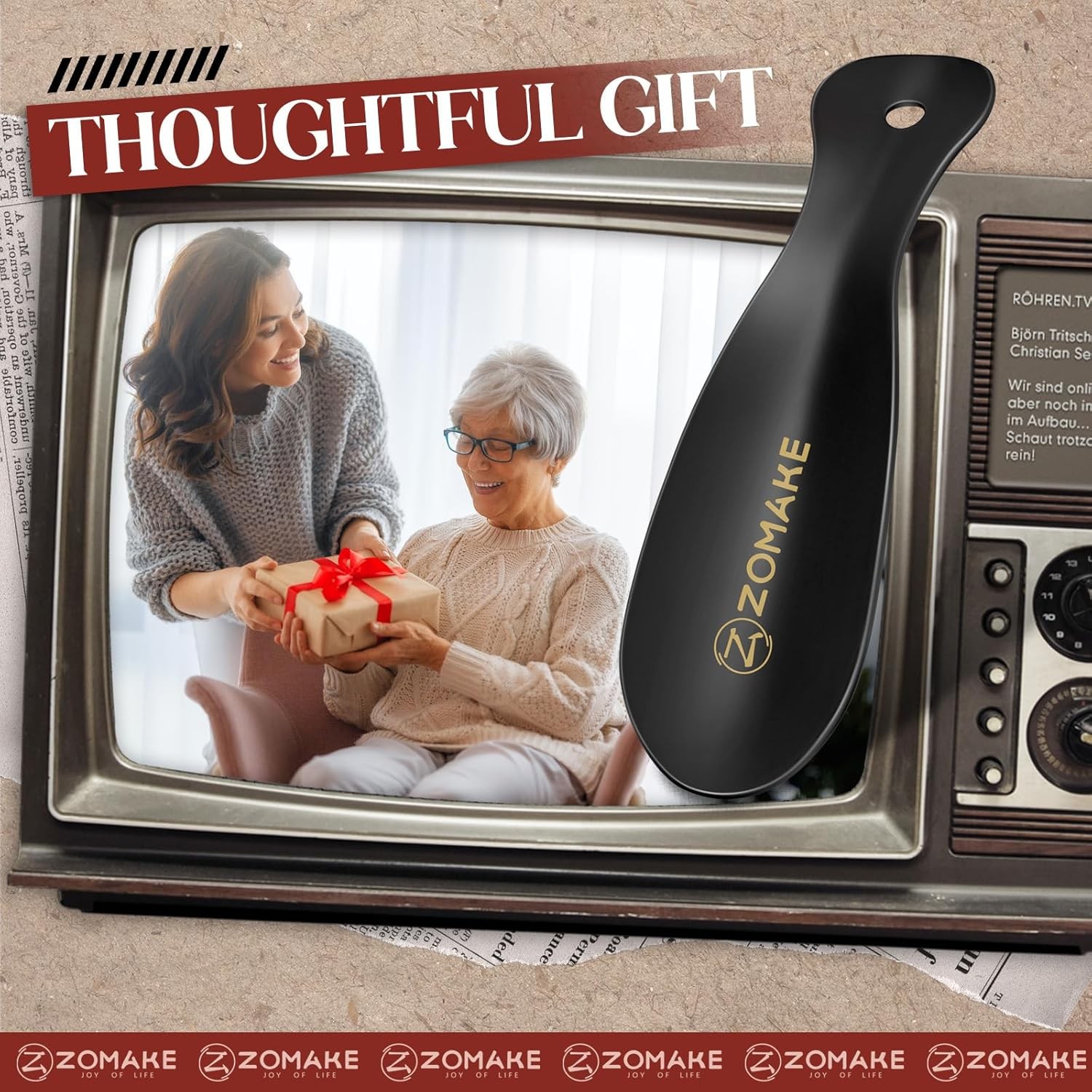 ZOMAKE Metal Shoe Horn, 2 Pack Stainless Steel Shoehorn 7.5 Inches Portable...