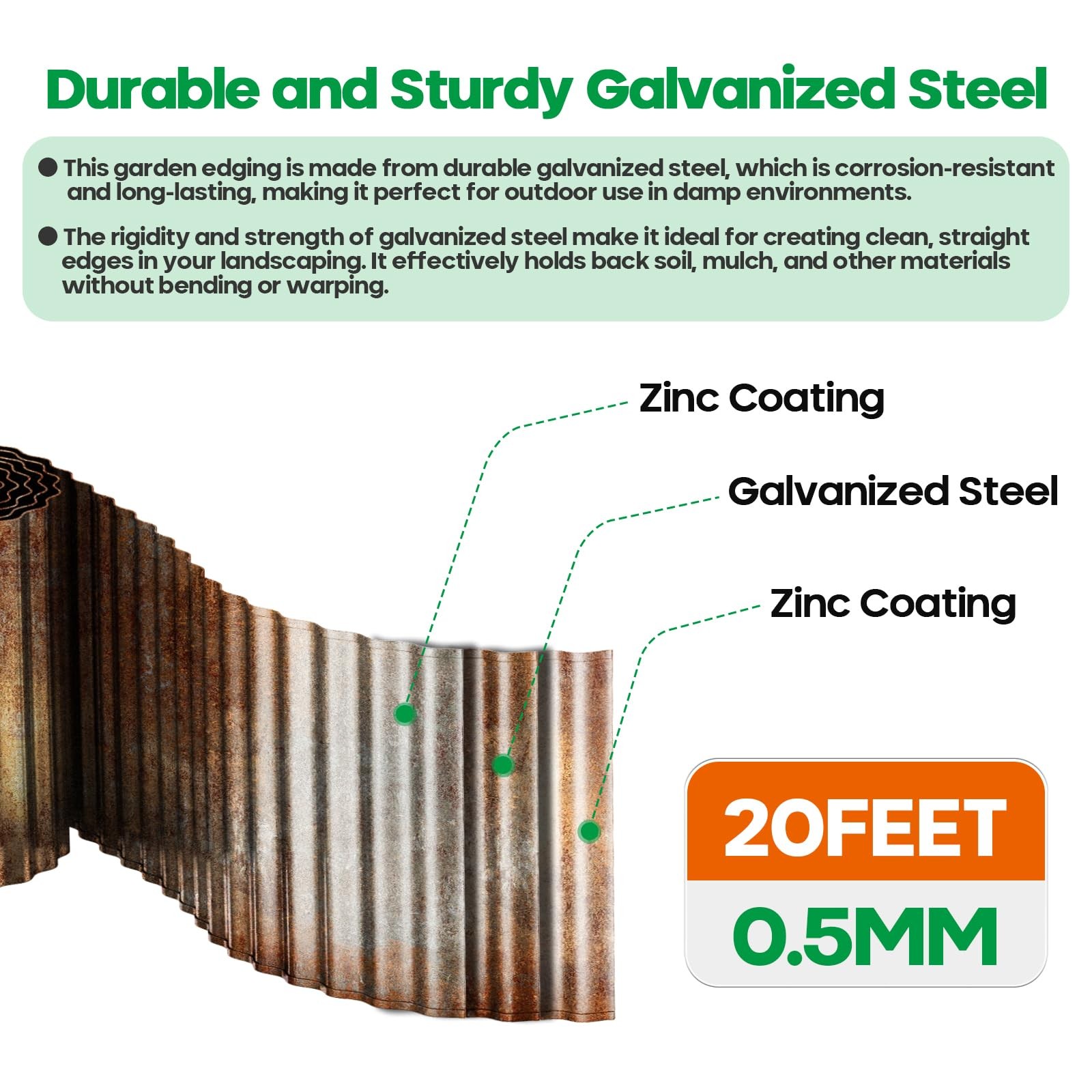 Corrugated Metal Garden Edging,Sturdy Tall Landscape Edging Borders with 6pcs...