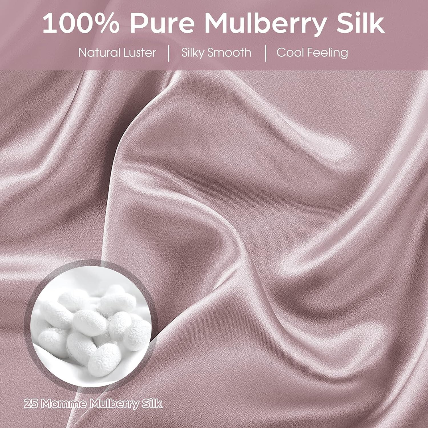 100% Mulberry Silk Pillowcase 25 Momme - Hair & Skin Friendly, Hidden Zipper New