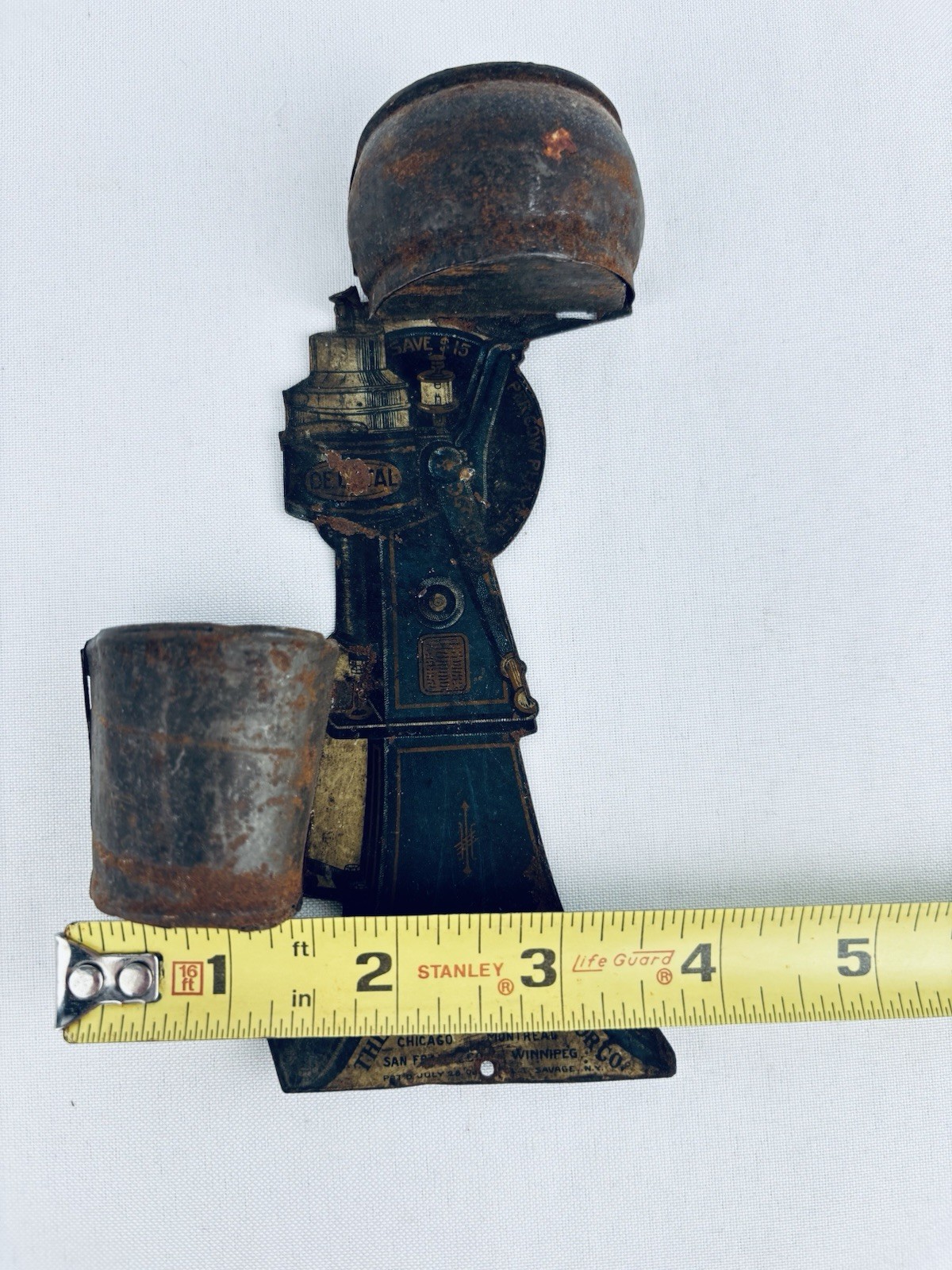 1908 De Laval Cream Separator Antique Advertising Tin Match Holder, 6.25" tall