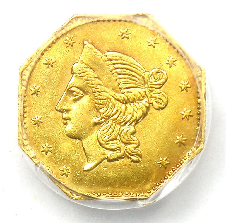 1853 California Liberty Gold Dollar G$1 Coin BG-530 - PCGS UNC Detail (MS)