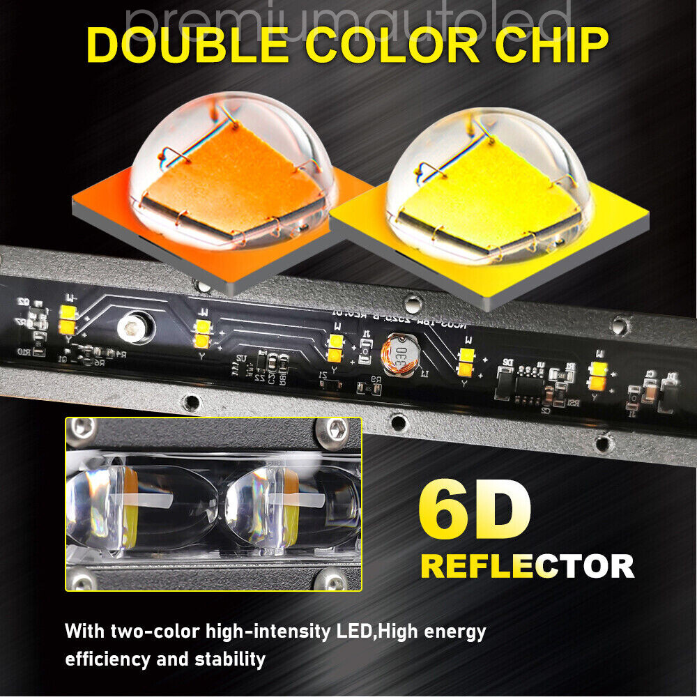 For Can-am Maverick X3 2017 Upper Roof 50" Strobe Amber White LED Light Bar+Wire