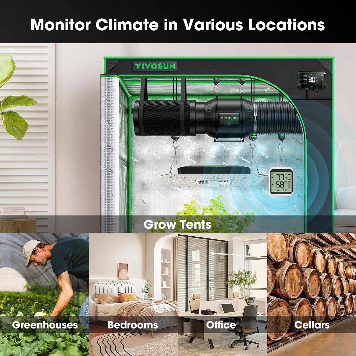 VIVOSUN Bluetooth Hygrometer Thermometer Indoor,Temperature Humidity Meter Alarm