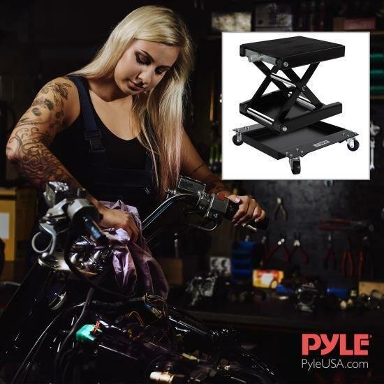 Pyle PLMOTJC11 Motorcycle Jack with Dolly