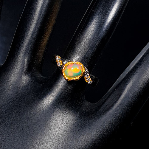 Unheated Handcraft Natural Opal Silver Ring 925 Sterling / RVS356