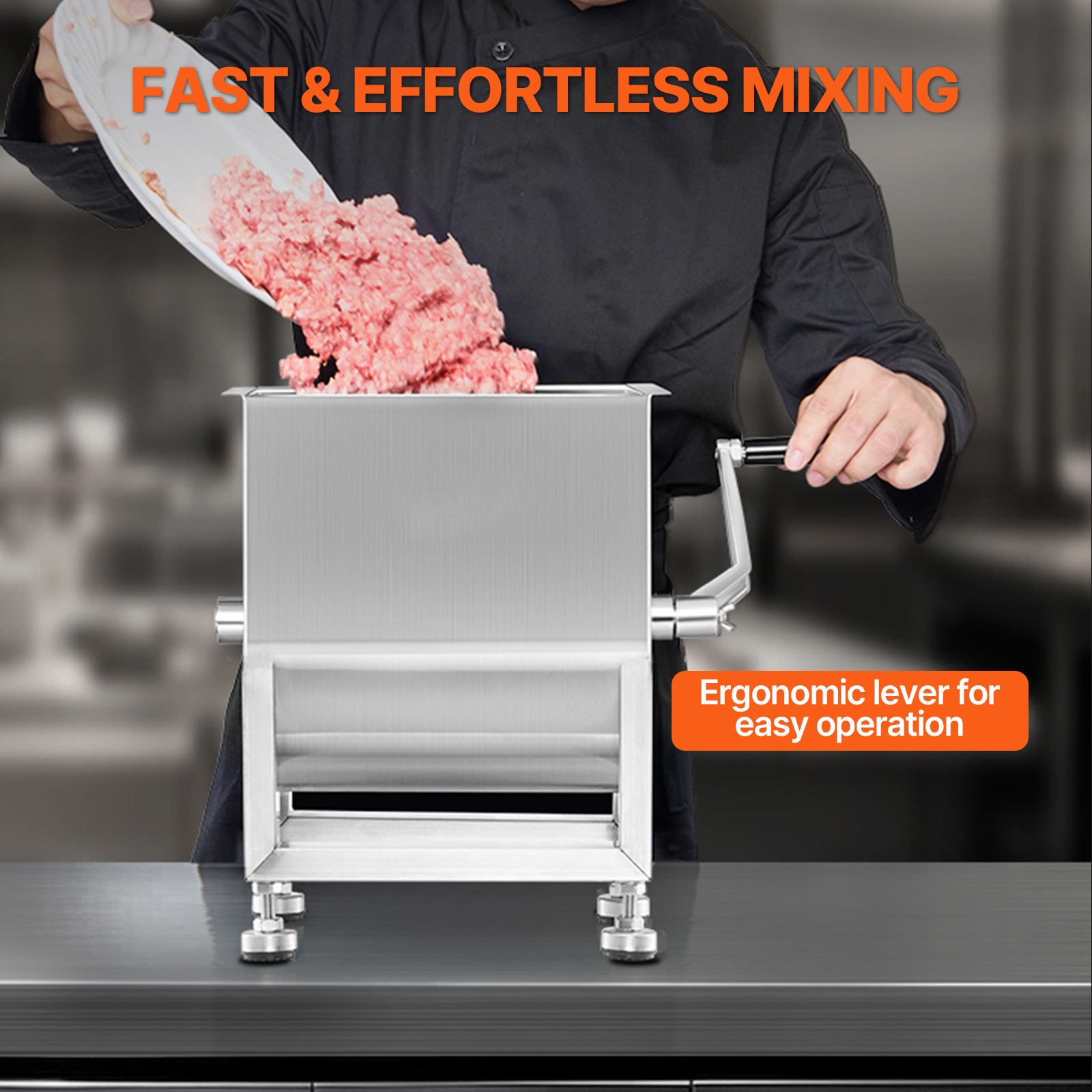 Manual Meat Mixer 15LB Fixed Tank Mixing Max Hand Meat Sausage Mixer Machine