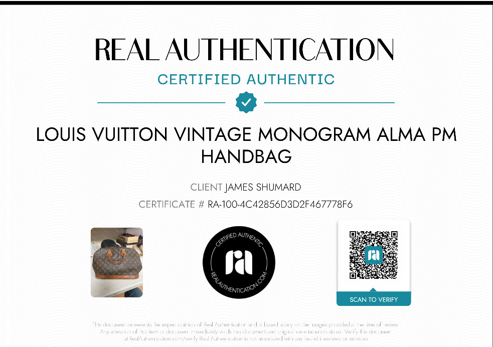 Authentic Louis Vuitton Alma PM Monogram Handbag Vintage 1980s Real Auth