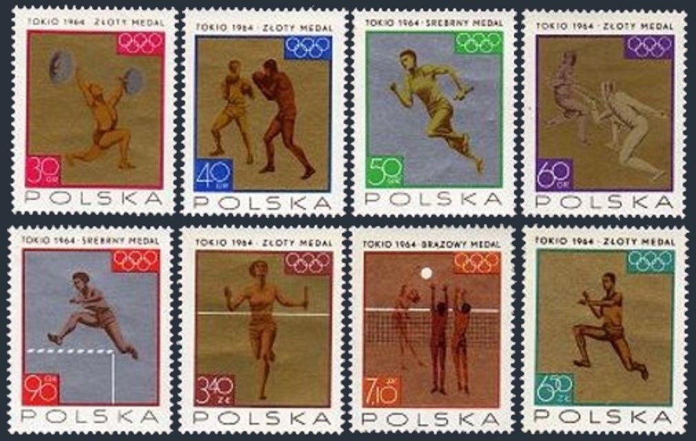 Poland 1355 - 1362 Mint NH 1964Tokyo Olympics Sports