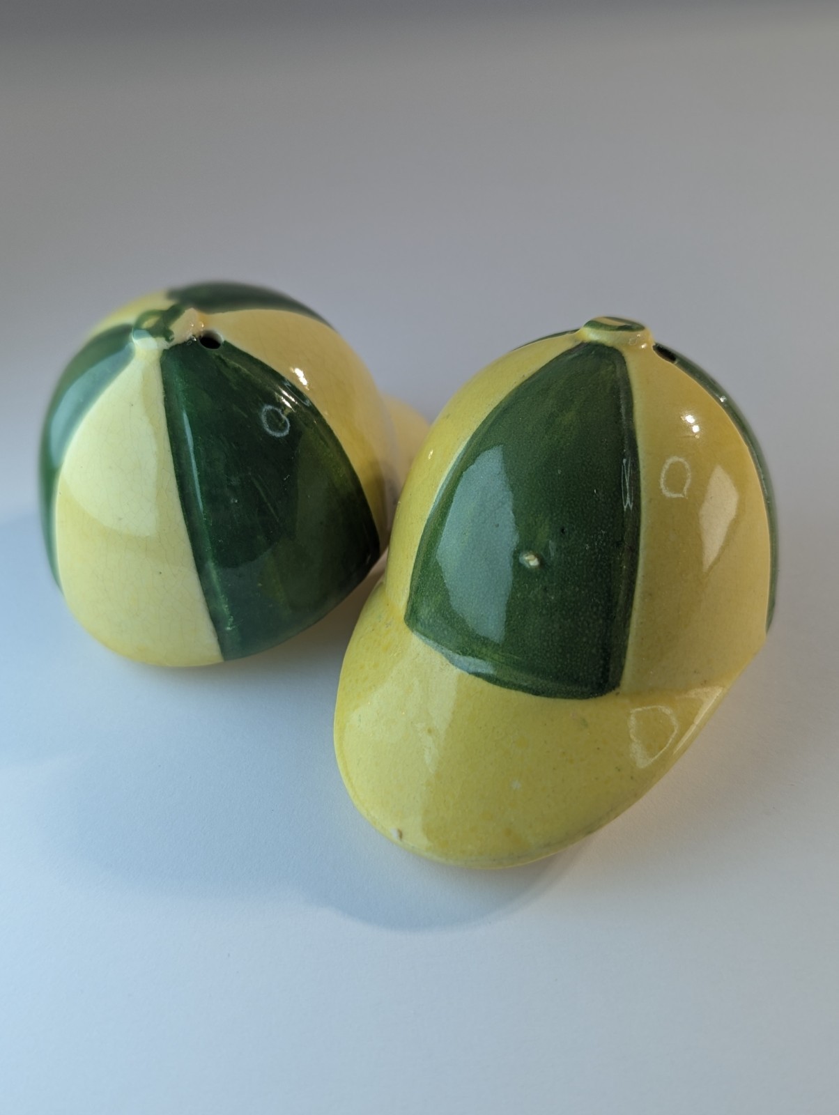 Vintage 1950's Baseball Cap Hat Salt And Pepper Shakers