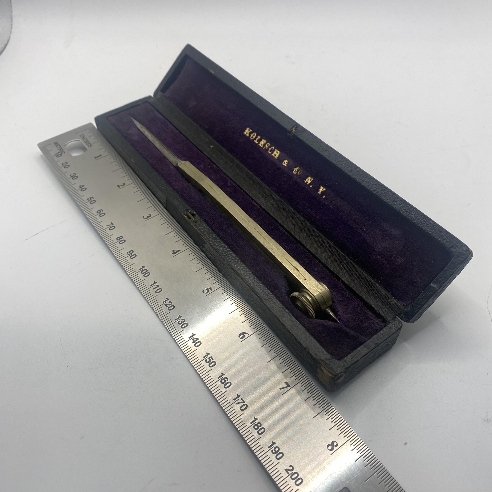 Vintage Kolesch & Co NY Brass Proportional Divider Drafting Tool Original Box