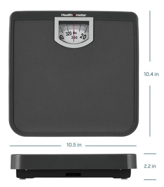 Compact Dial Bathroom Scale, 330 lb. Capacity, Sturdy Metal Platform