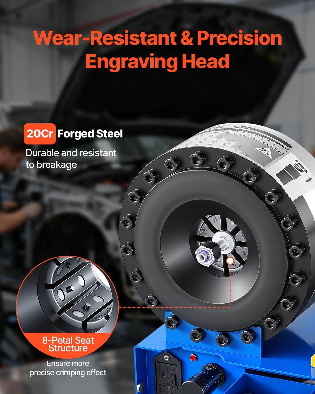 VEVOR High Pressure Hose Crimping Tool Manual Hydraulic Hose Crimper with 8 Dies