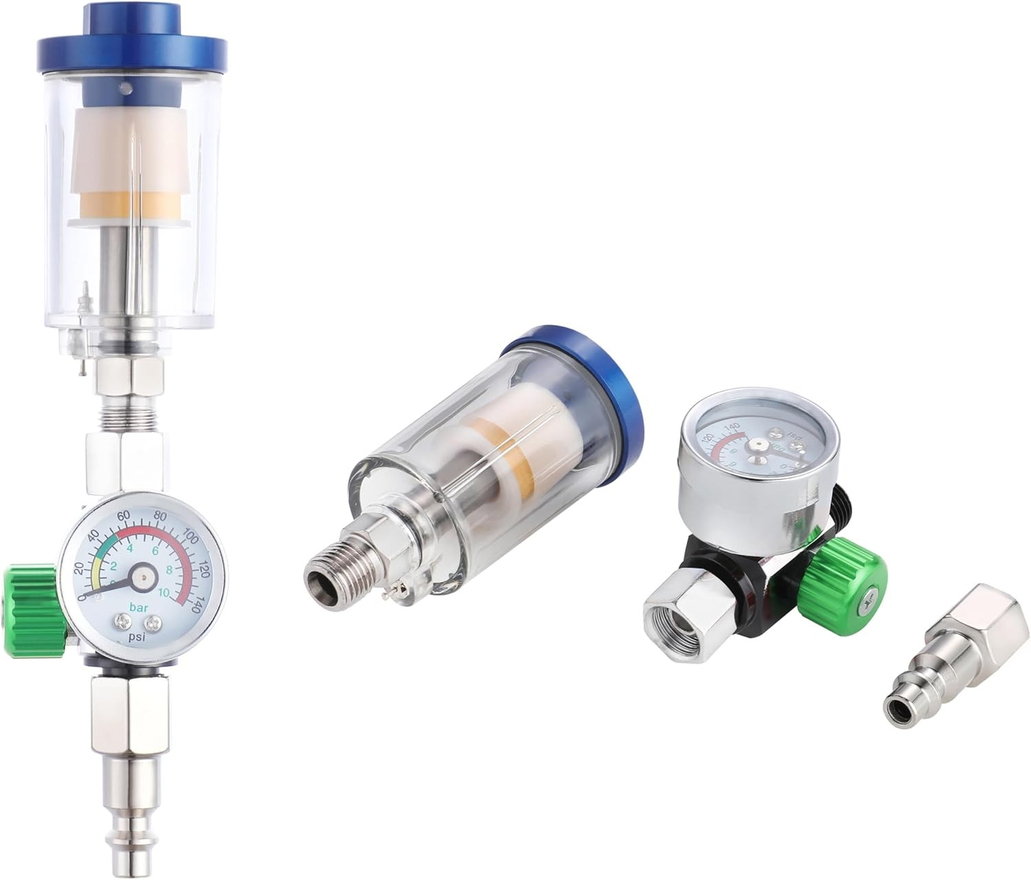 Oil Water Separator, Air Filter with Pressure Gauge, Pressure Regulator for Air