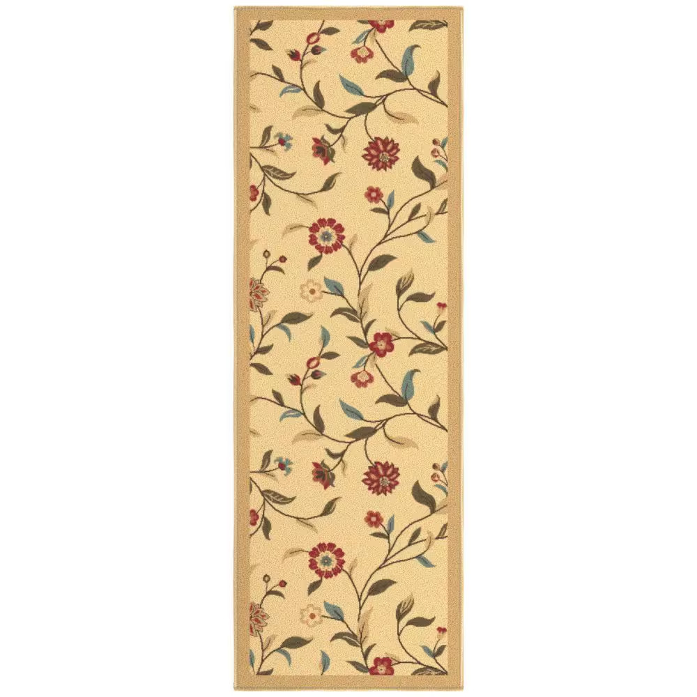 Ottohome Collection Non-Slip Rubberback Floral Leaves 2X5 Indoor Runner Rug, 1 F