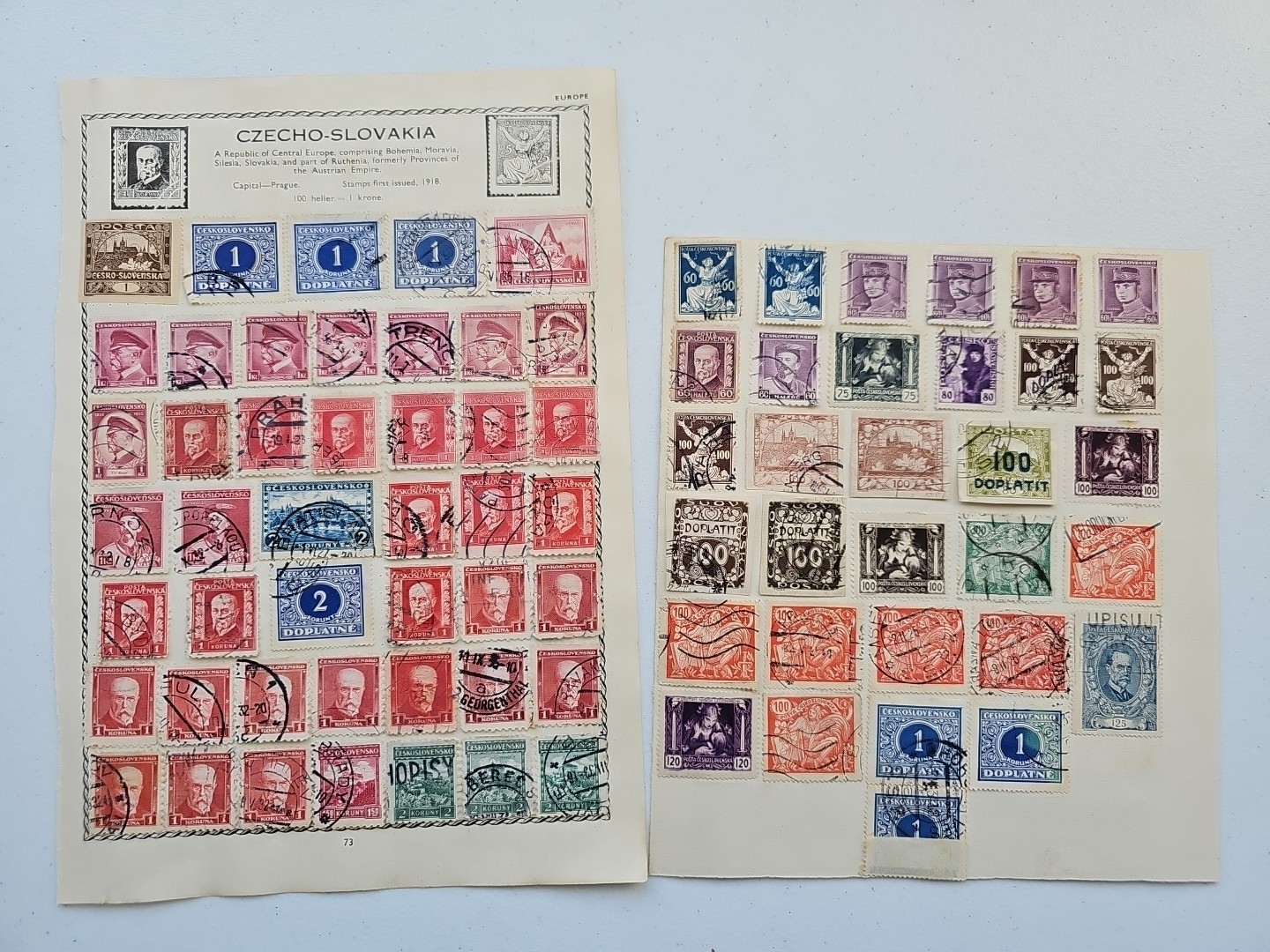 Czechoslovakia Stamps On 2 Pages (4 sides) - Used