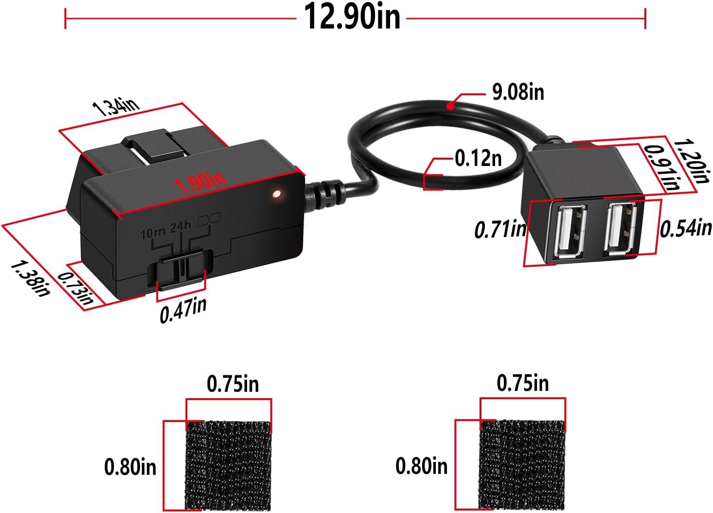 010-12530-23 Constant Power Cable for Garmin Dash Cam Fits Vehicle's OBD-II Port
