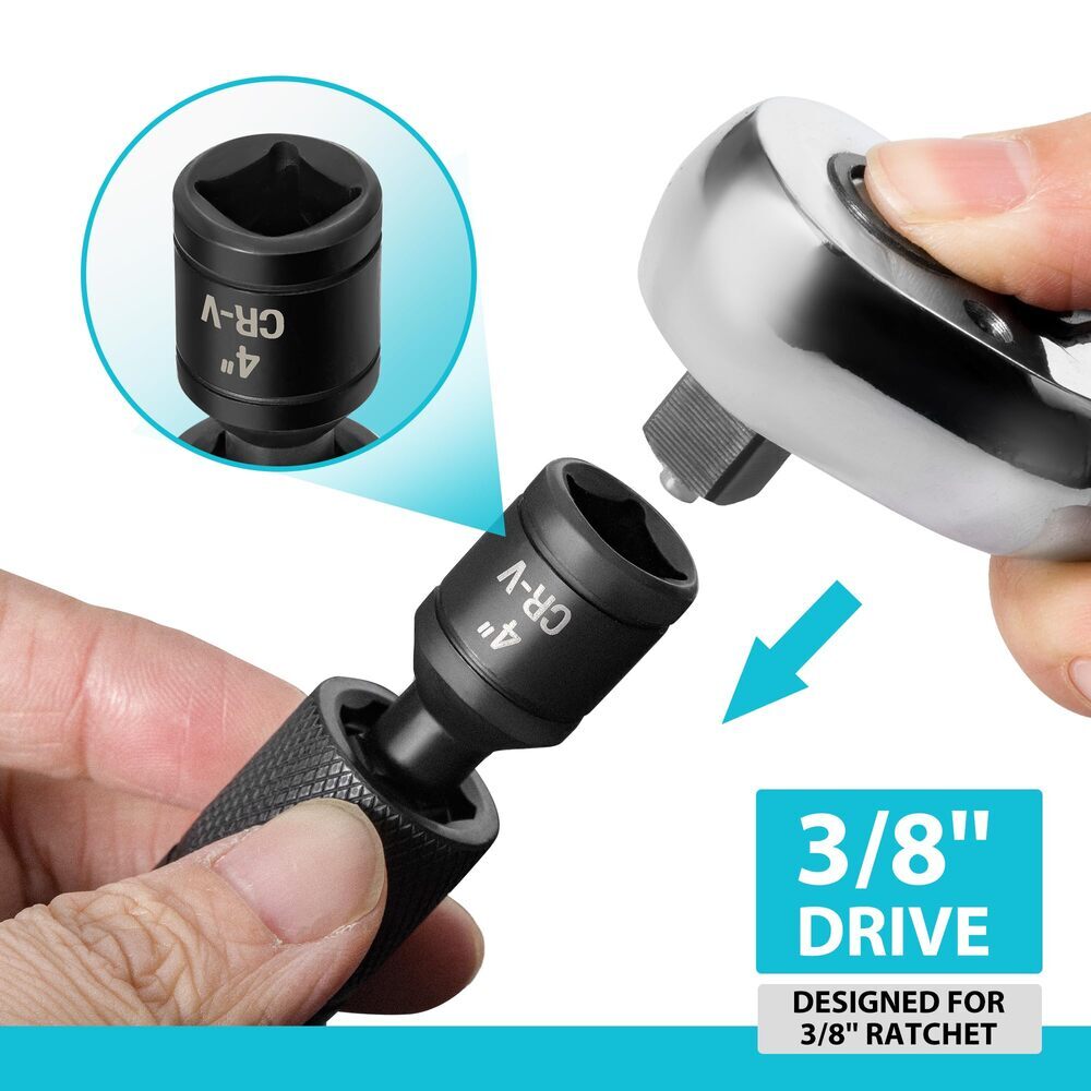 DURATECH 5/8" Swivel Magnetic Spark Plug Socket 1MM Thin Wall 3/8"Drive x4" 12PT