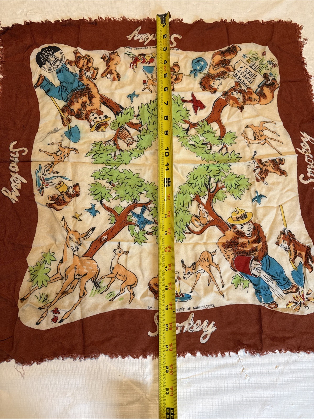 VTG 1940s-50s US Dept Agriculture SMOKEY THE BEAR Forestry Department SCARF-HTF
