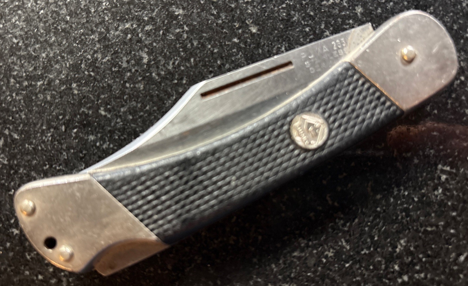 1978 Rare Puma 265 Seargent Germany Folding Knife Hatched Black FOR REPAIR