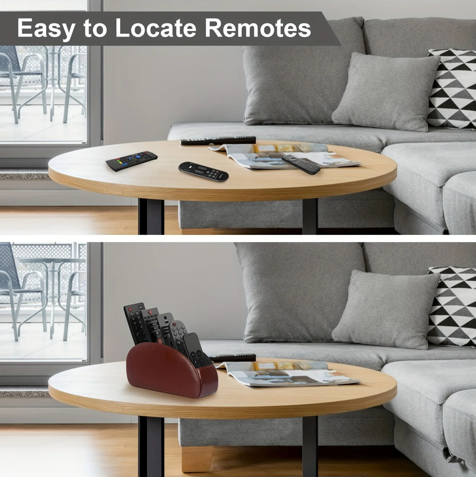 Black Remote Control Holder with 5 Compartments Desktop Organizer Storage Box