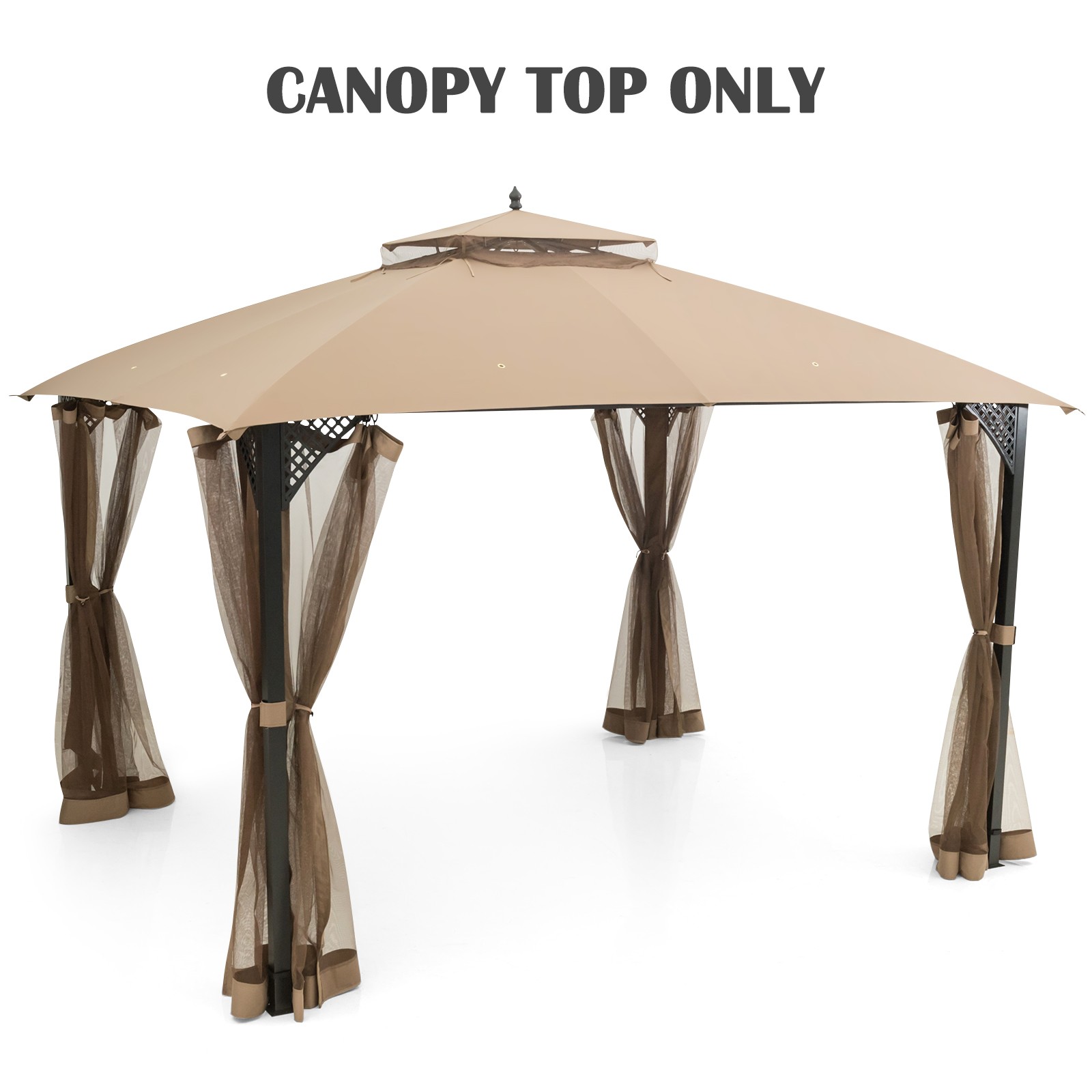 10' x 12' Patio Gazebo Replacement Top Cover 2-Tier Canopy CPAI-84 Outdoor Brown