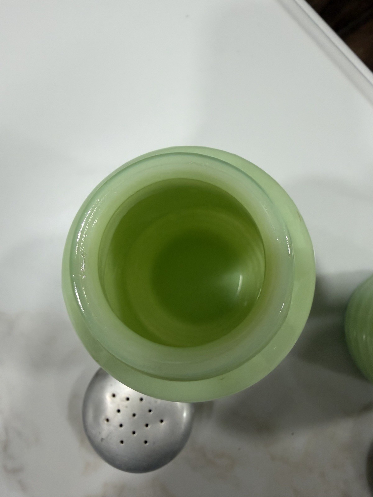 Jeannette Jadeite Beehive Salt & Pepper Shakers 1930's Uranium Glass