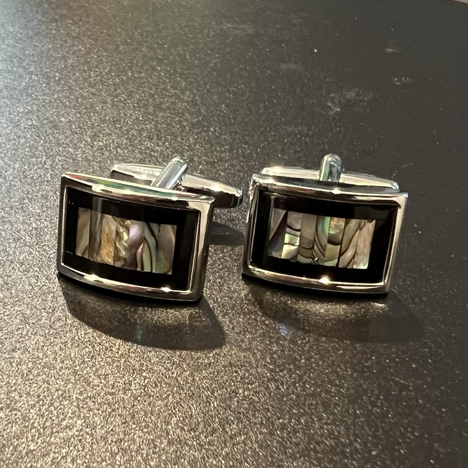 Onyx Frame Abalone Cufflinks For Men Birthday Wedding Abalone Cufflink