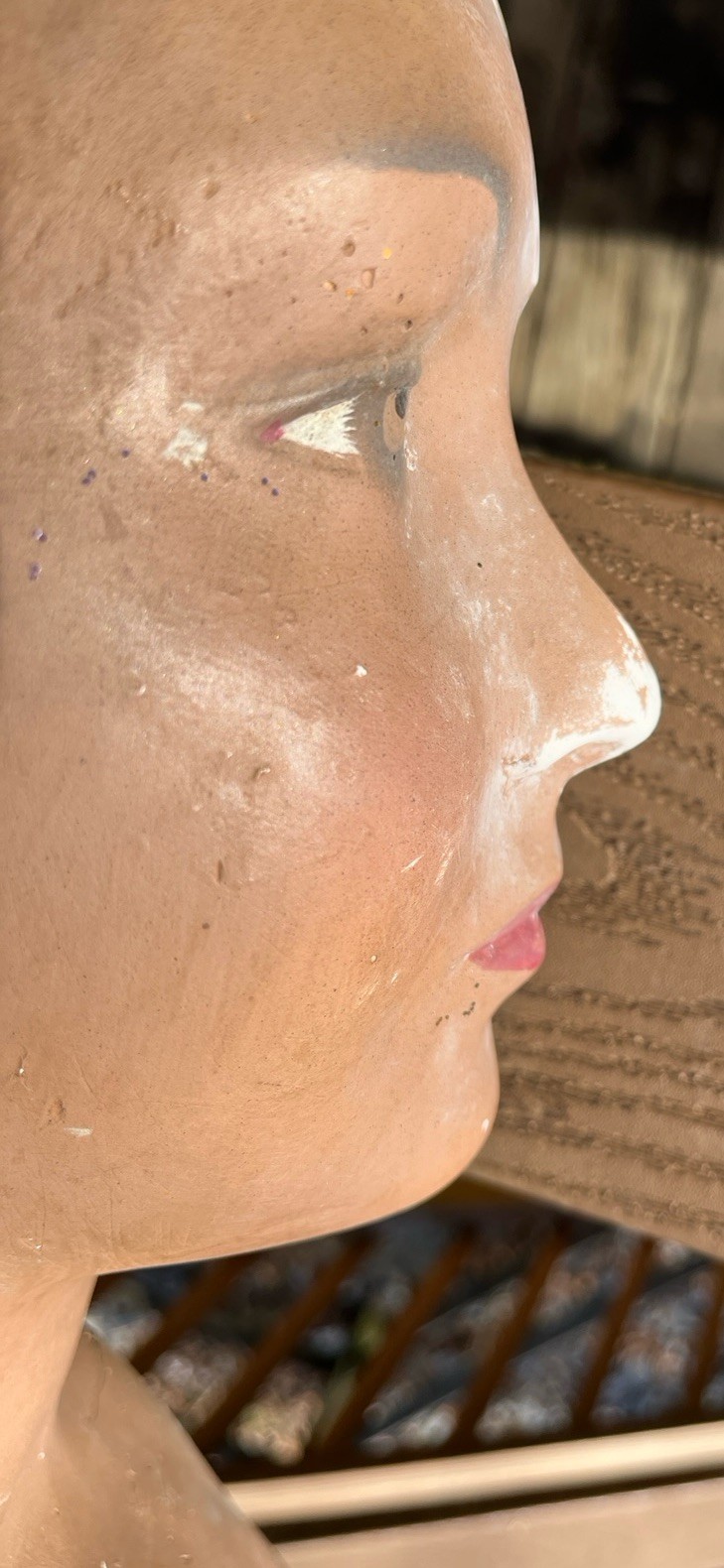 Antique, 1900’s Plaster Child Mannequin Bust, German, Brown Eyes, Blond Hair