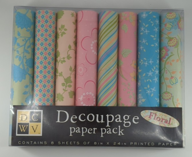 DCWV Decoupage Paper Pack Floral 8 Sheets 8" x 24" Each Printed Paper Craft New
