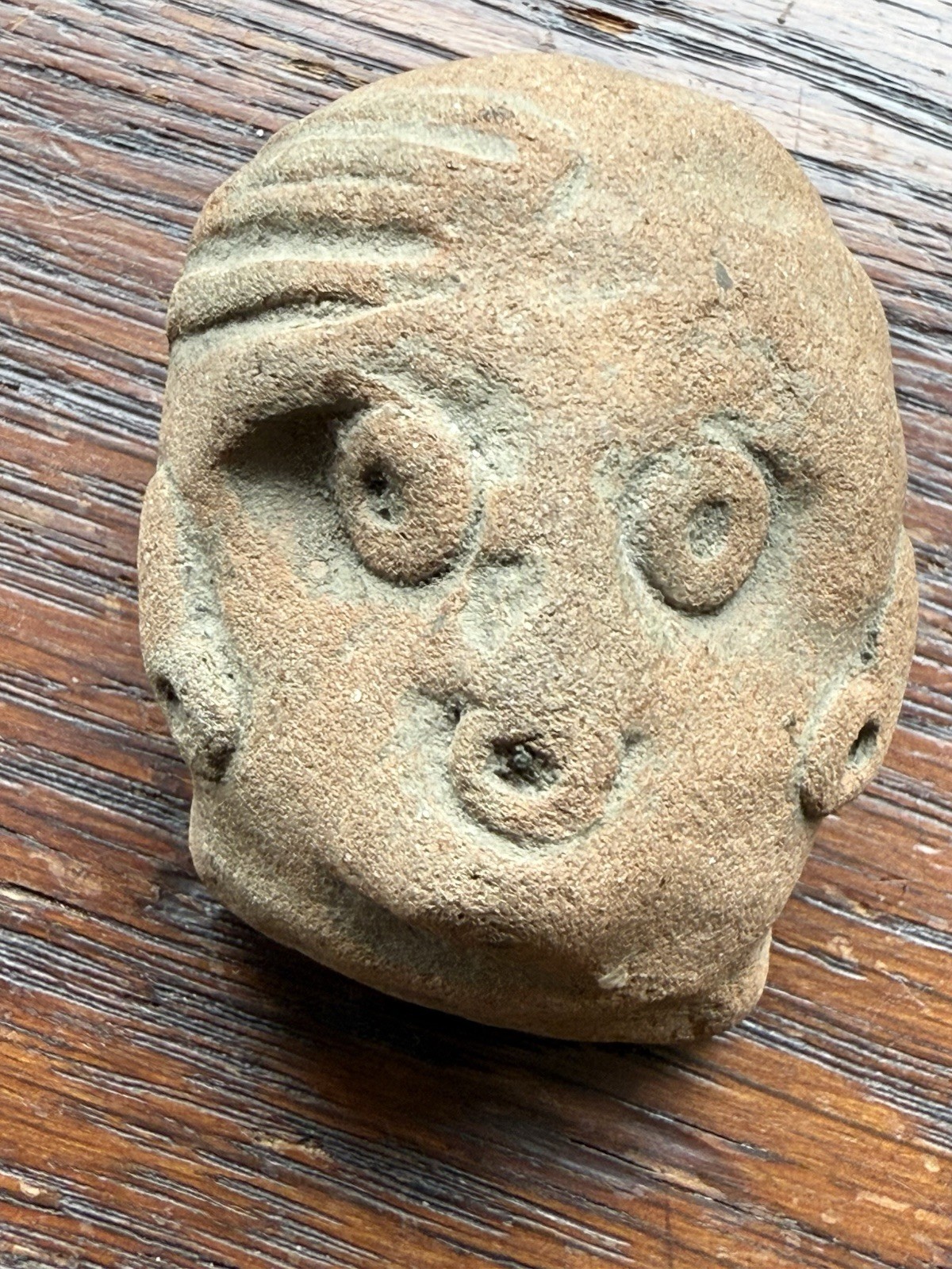 Pre Columbian Fragment Stone & Clay Effigy Heads (2)