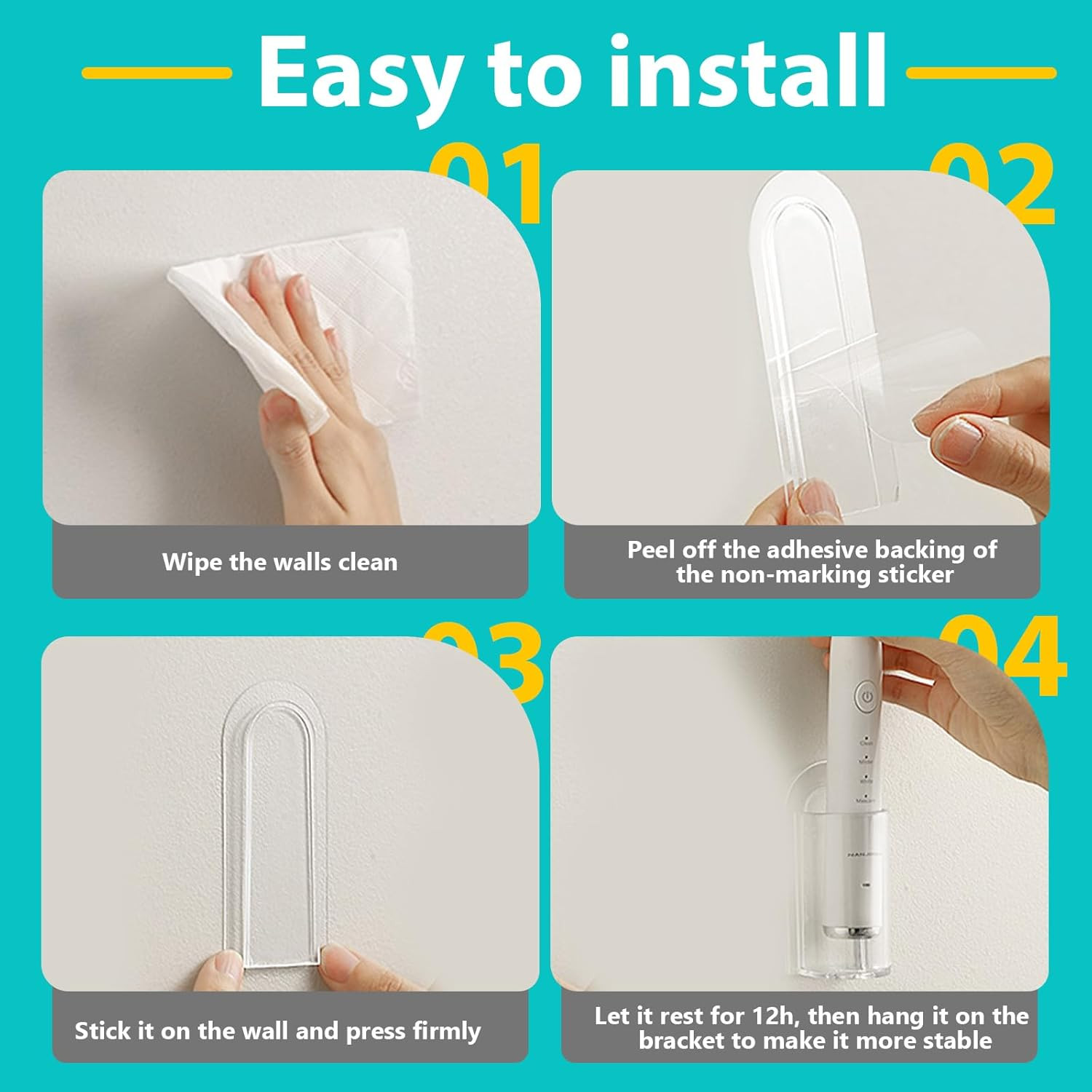 2 Pack Electric Toothbrush Holders for Bathroom, Wall Mounted Clear Electric Too