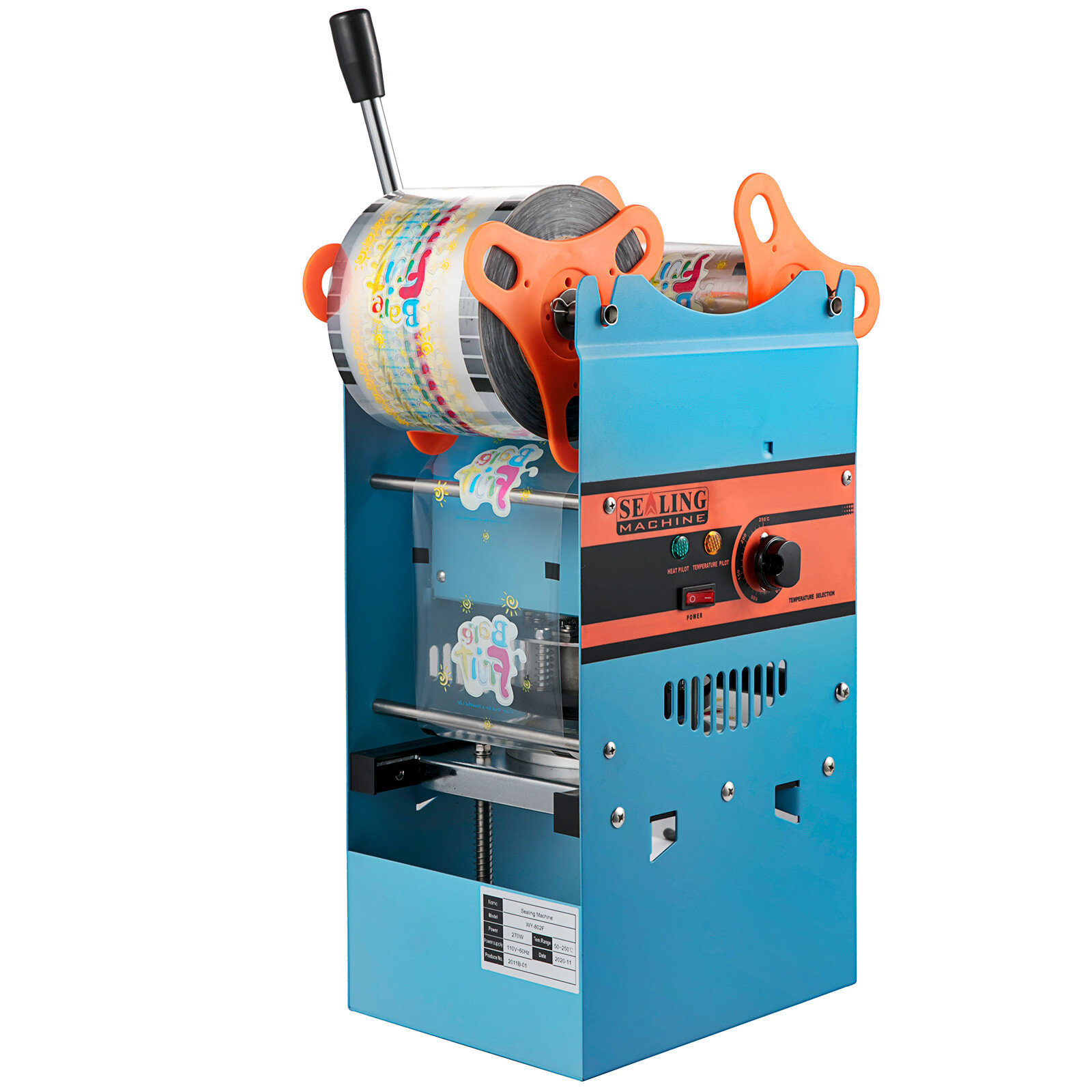 VEVOR Manual Bubble Tea Cup Sealer Machine 300-500 Cup/h Sealing Machine Blue