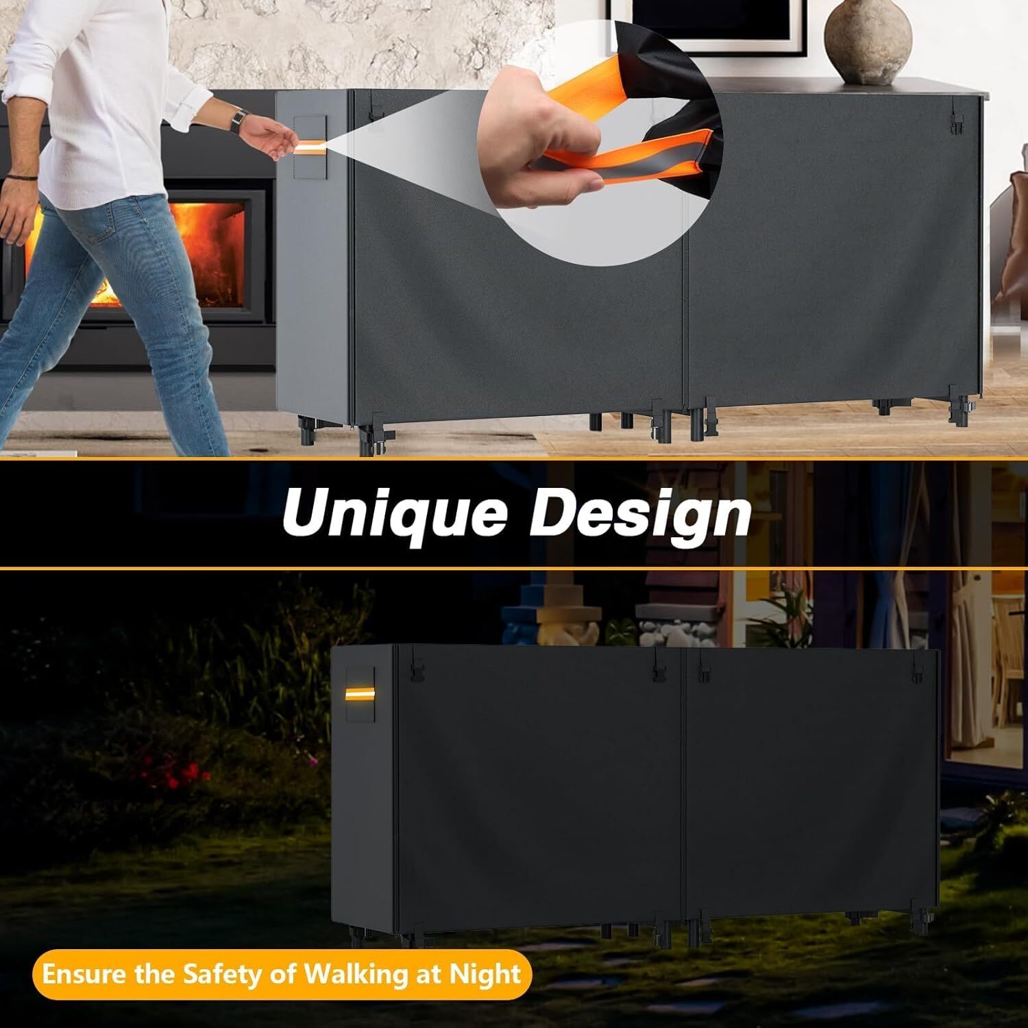 1x 8ft Firewood Log Rack Cover for Waterproof Wood Storage Holder Outdoor 420D