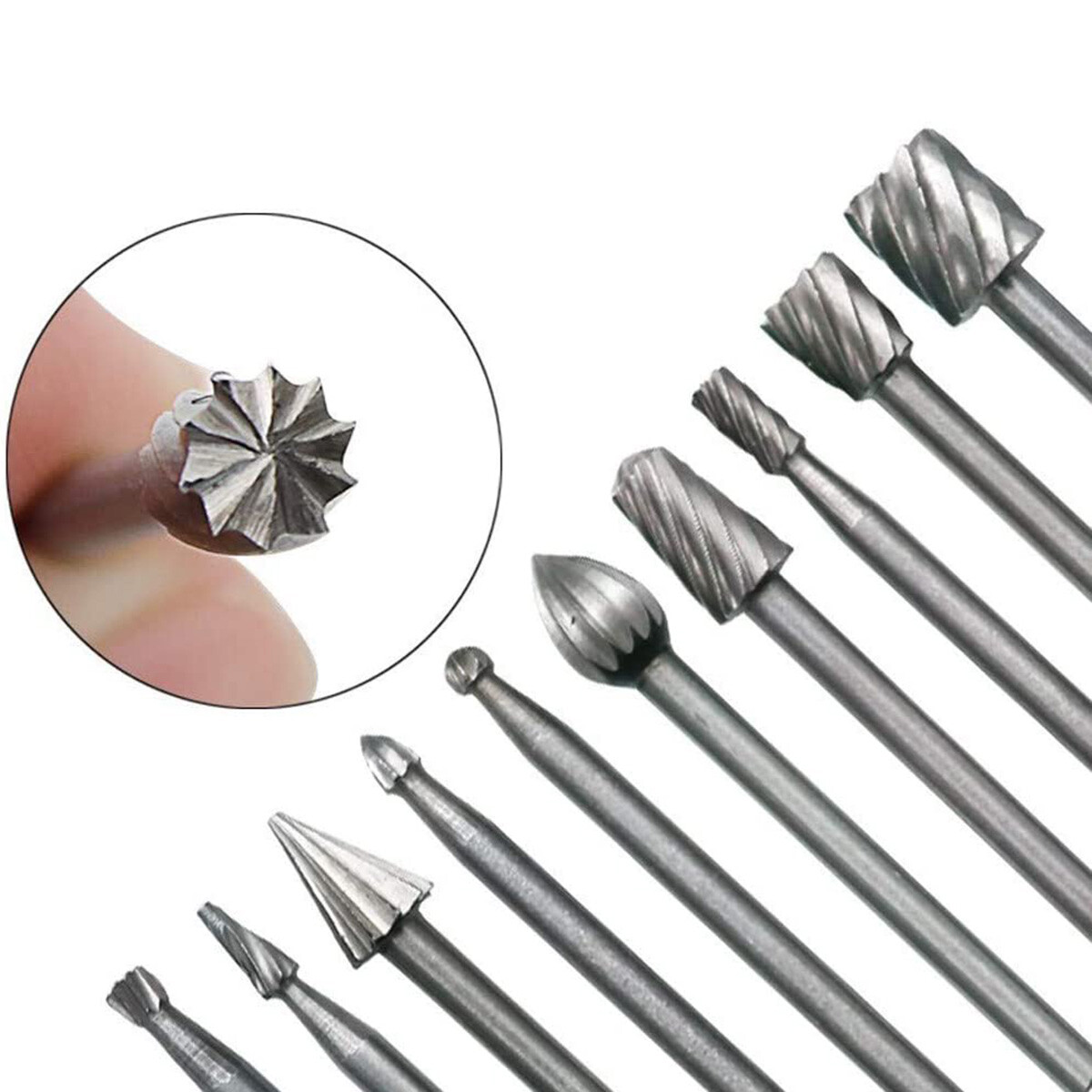 Rotary Burrs Drill Bits For Dremel Set 20 pcs Steel High Speed Wood Carving Tool