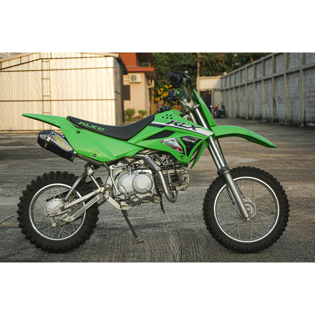 PIPE EXHAUST MUFFLER RACING CARBON FULL SYSTEM BLACK KAWASAKI KLX110 KLX110L