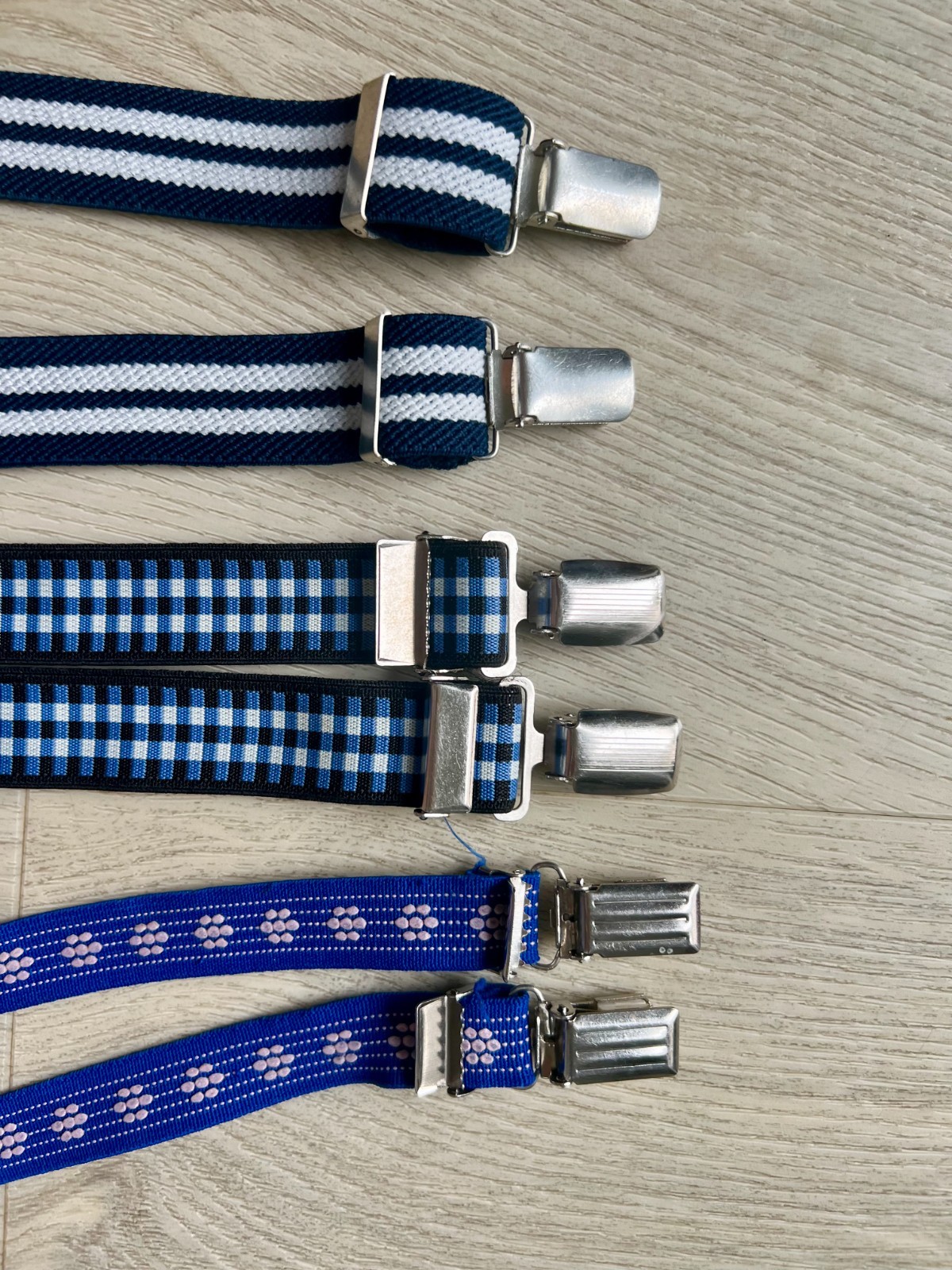 Lot of 3 Suspenders – 2 Vintage Boys Braces 70s–90s + Modern Striped Clip-On