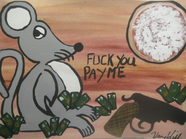 AUCTION NOW !!!! HENRY HILL ORIGINAL GOODFELLA MOB ART LOST YOUR JOB FU PAY ME