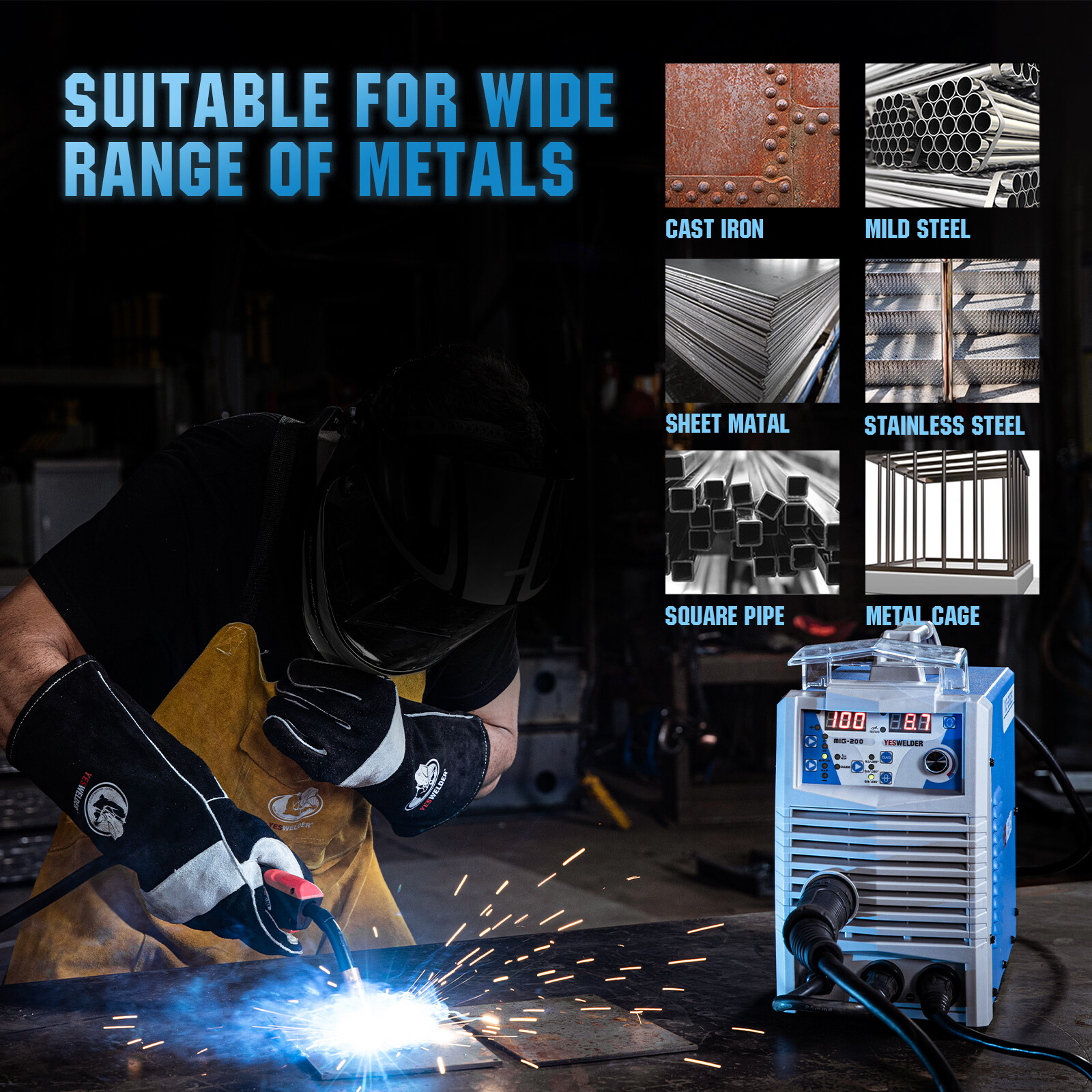 MIG-200 220V 200Amp Welding Machine MIG/Stick/TIG Multi-Process Welder