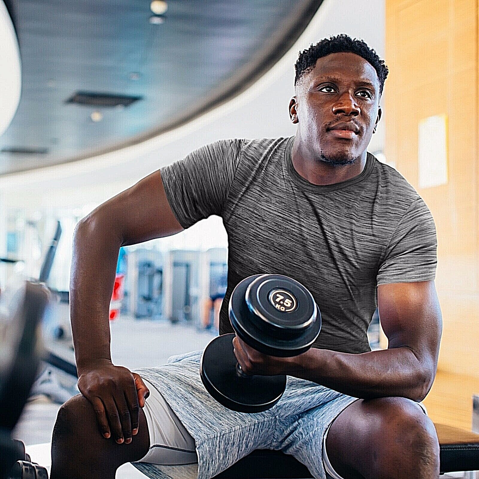 [5 Pack] Mens Active Athletic T Shirts Gym Running Workout Dry-Fit Crew Neck Top