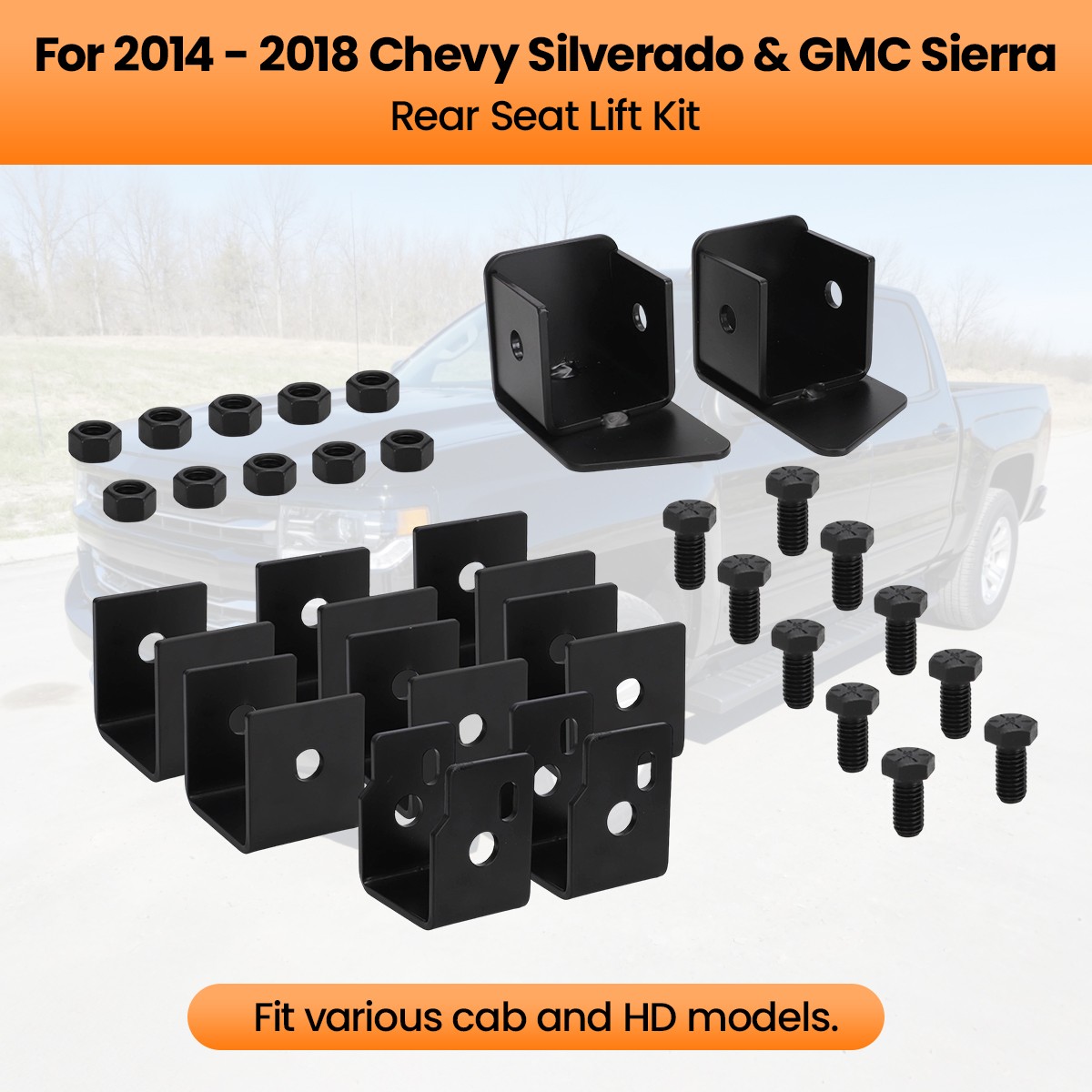 For 2014-2018 Chevy Silverado GMC Sierra Crew Cab Rear Seat Lift Kit 2.5" inch