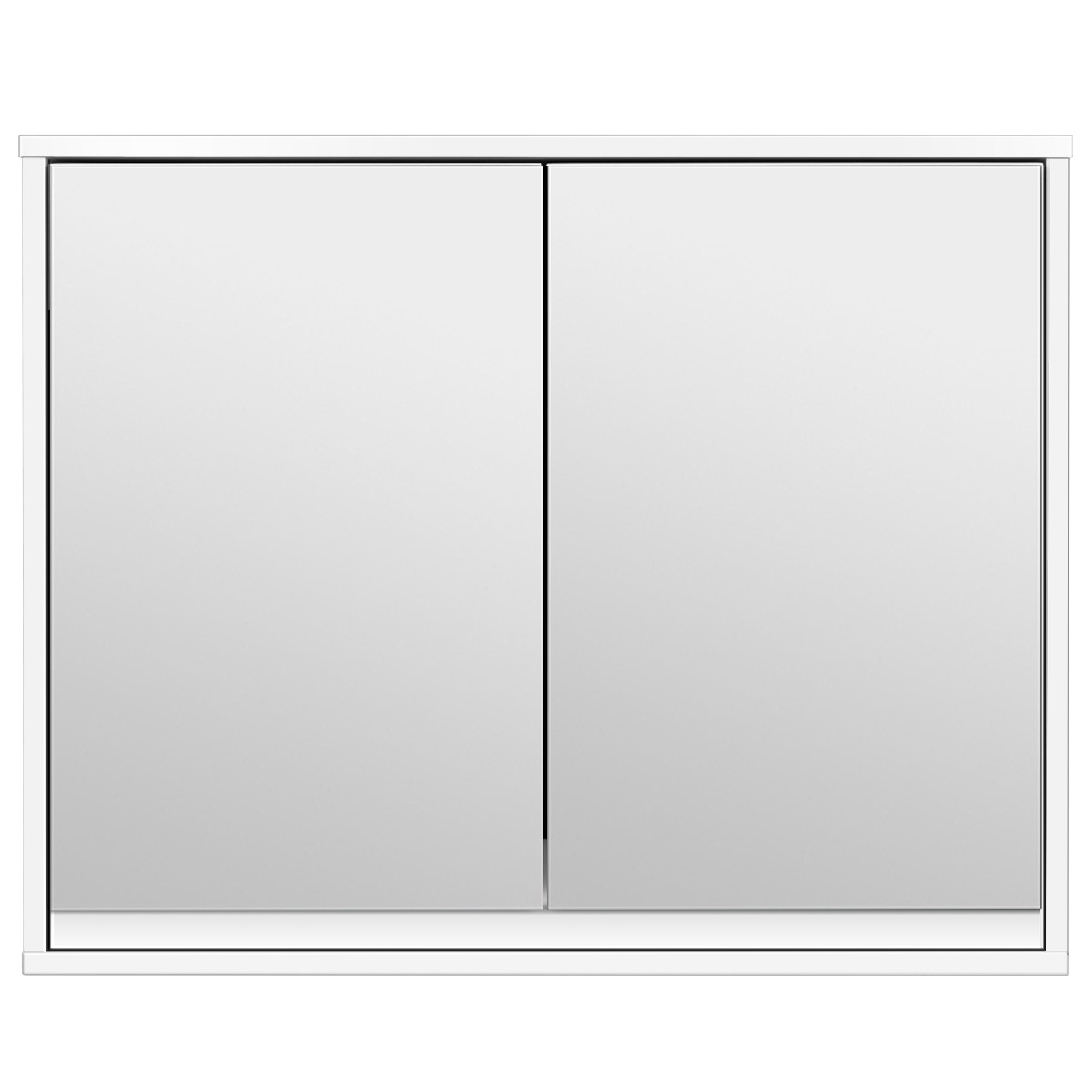 Wall Mounted Bathroom Storage Cabinet Organizer Shelves with Double Mirror Door