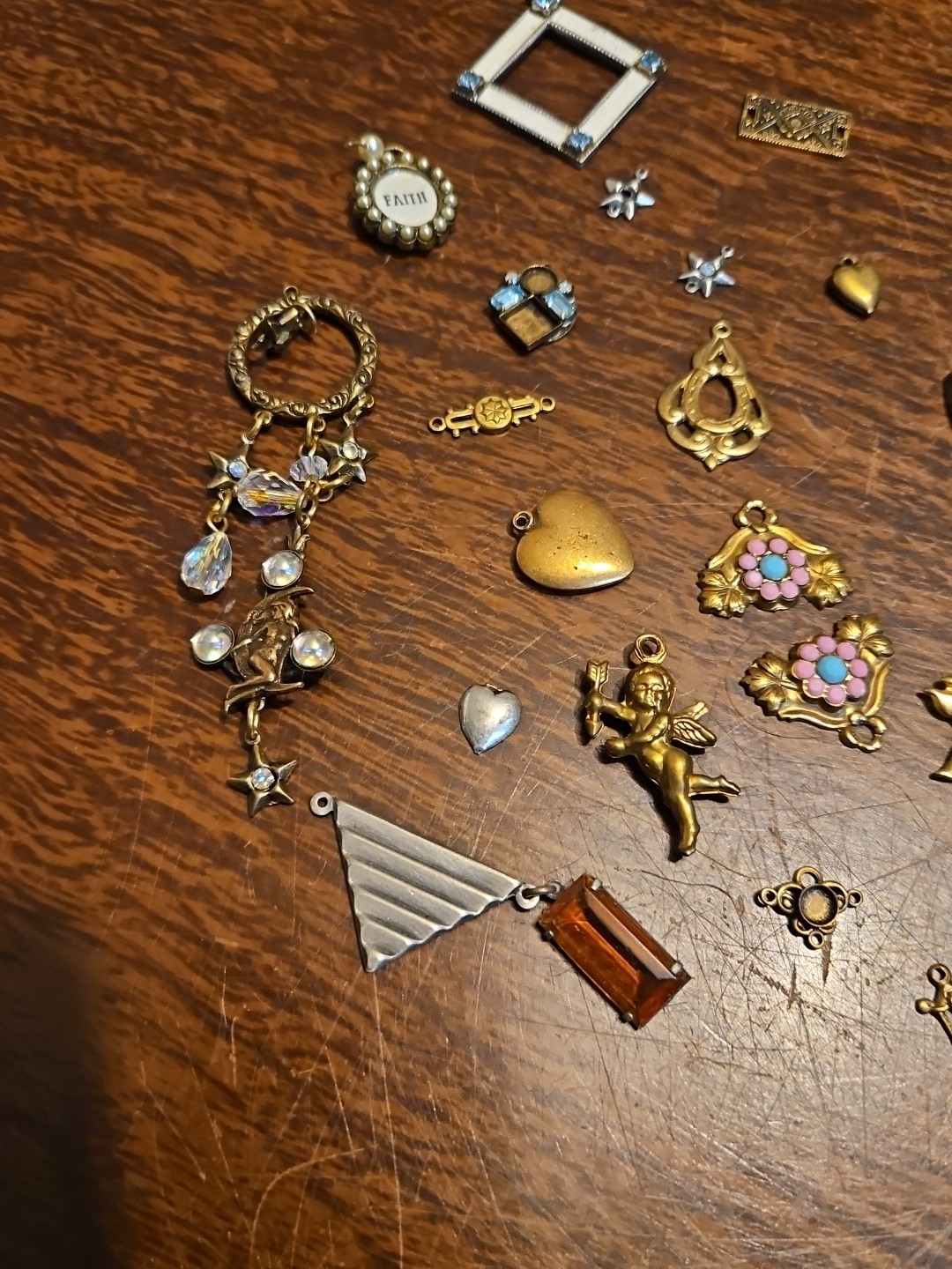 Lot Of 50 Mixed Parts Pcs France Vintage 60s Brass Stampings Findings Jewelry 13