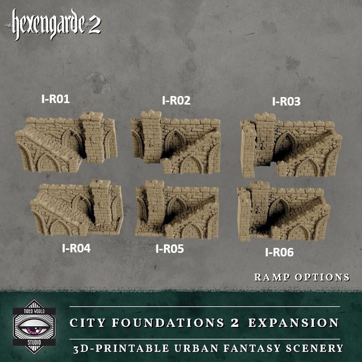 Hexengarde 2 City Foundations INSET STAIRS RAMPS Trench Crusade D&D RPG Terrain