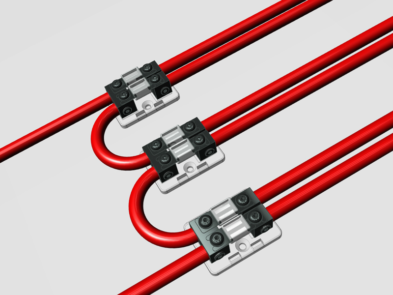KnuKonceptz Bassik 2 Way 4 Gauge to 4 / 8 Gauge Mini ANL Fuse Block w Fuses