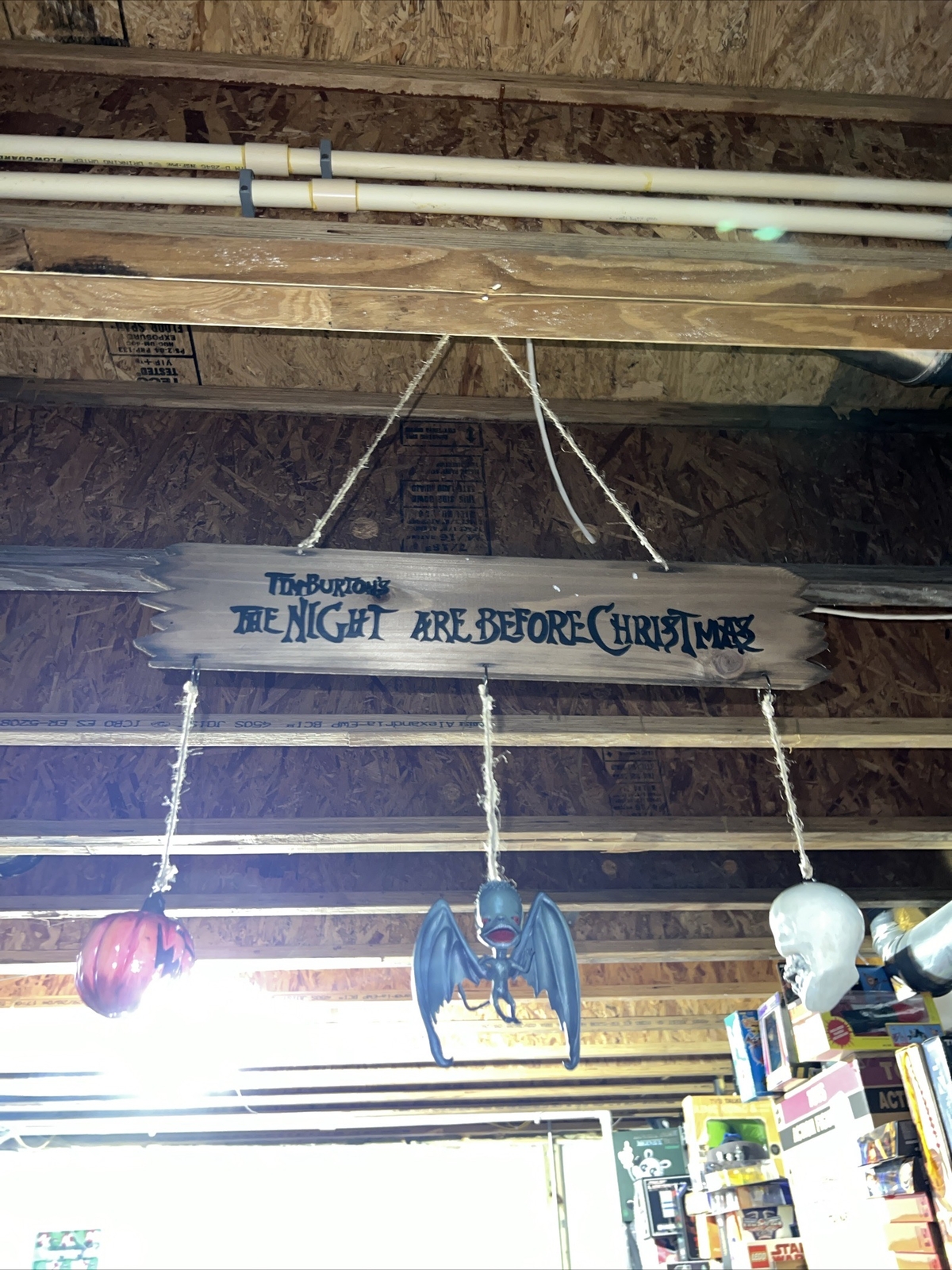 NIGHTMARE BEFORE CHRISTMAS Wooden SIGN Hanging Ornaments NECA Bat Pumpkin Skull