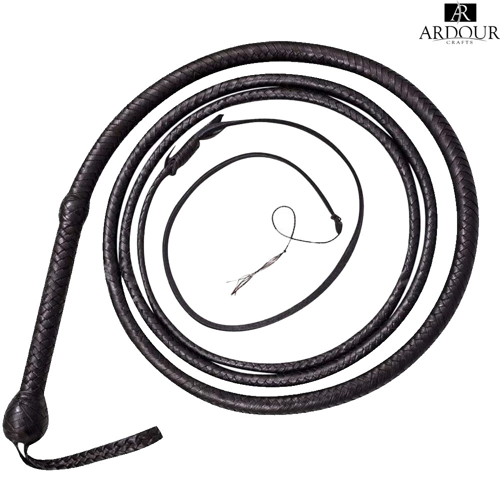 Cowhide Leather Bullwhip 04 to 12 Feet &16 Plait Indiana Jones Custom Bullwhip