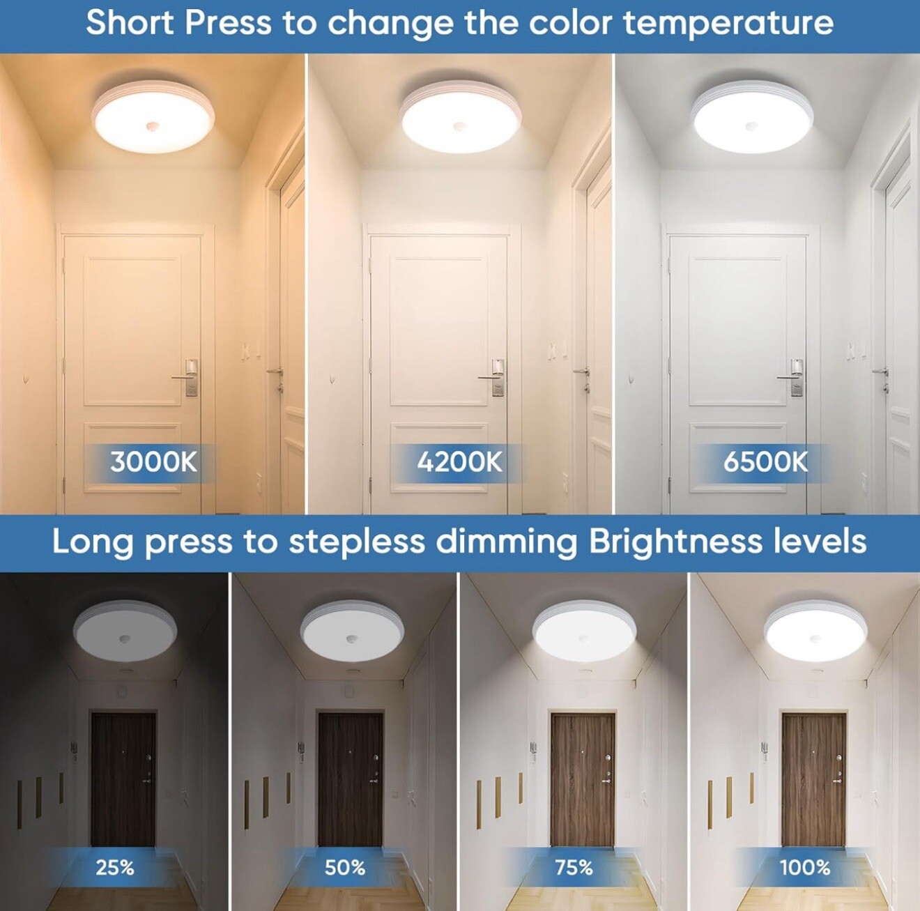 Rechargeable Closet Lights Motion Sensored, Battery Operated Ceiling Multicolor