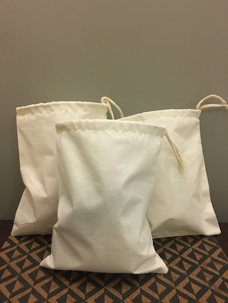 10"x12" Cotton Single Drawstring Muslin Bags (Natural Color)