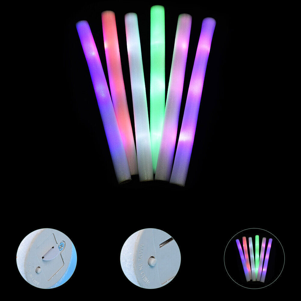 100PCS LED Light Up Foam Stick Multi Color Glow Stick For Party