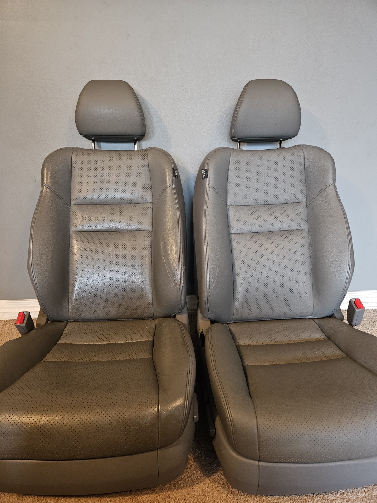 2004 2008 ACURA TSX OEM Gray Front LEATHER Seats Pair Left & Right w/ SRS
